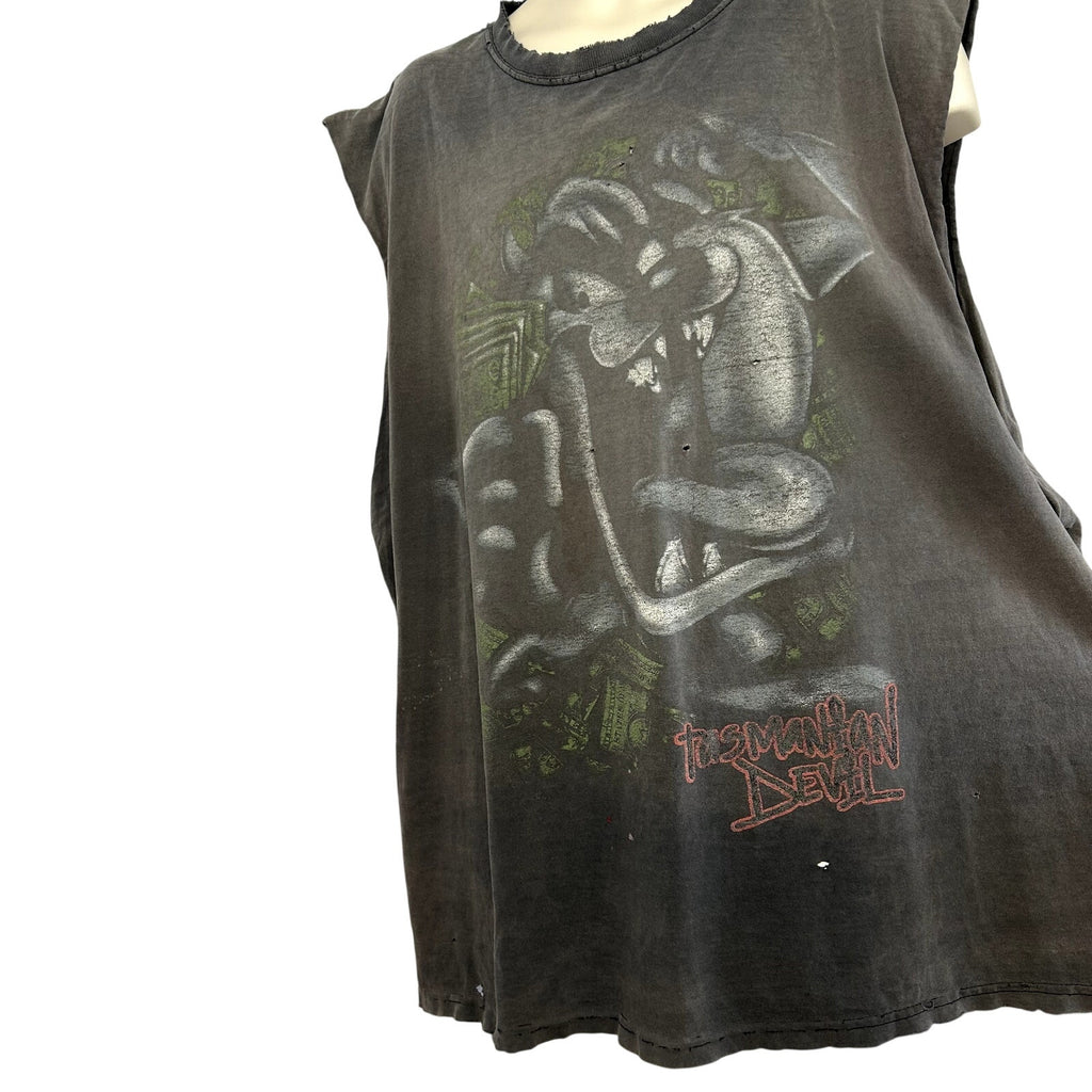 VTG Looney Tunes TAZ XL Tasmanian Devil Bling Teeth Cutoff Graphic T Shirt