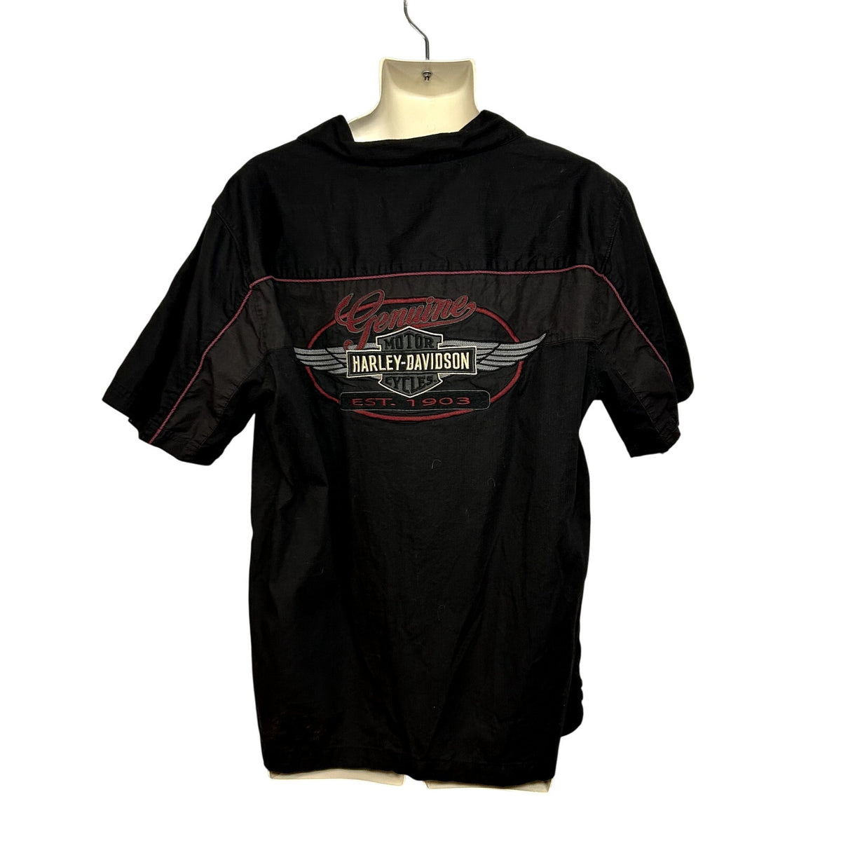 Harley-Davidson L Black Embroidered Bowling Moto Snap-Collar Mechanic Shirt
