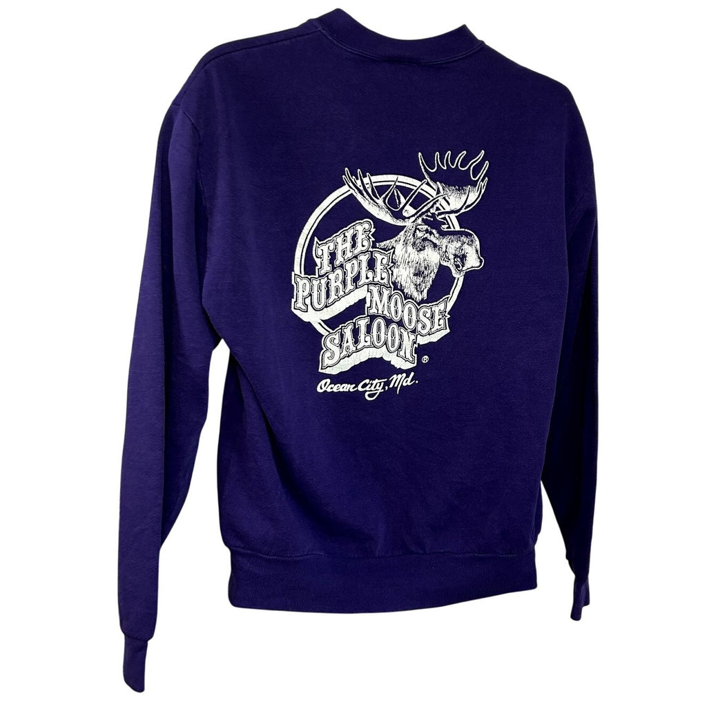 VTG 90s Jerzees M Purple Moose Saloon Ocean City MD Graphic Crewneck Sweatshirt