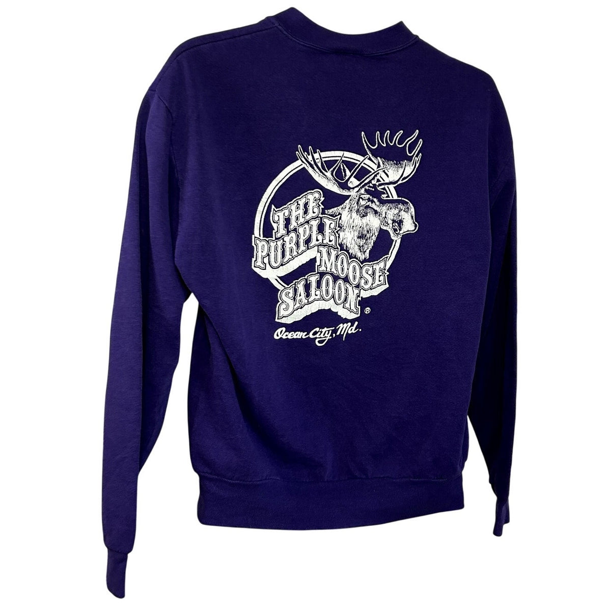 VTG 90s Jerzees M Purple Moose Saloon Ocean City MD Graphic Crewneck Sweatshirt