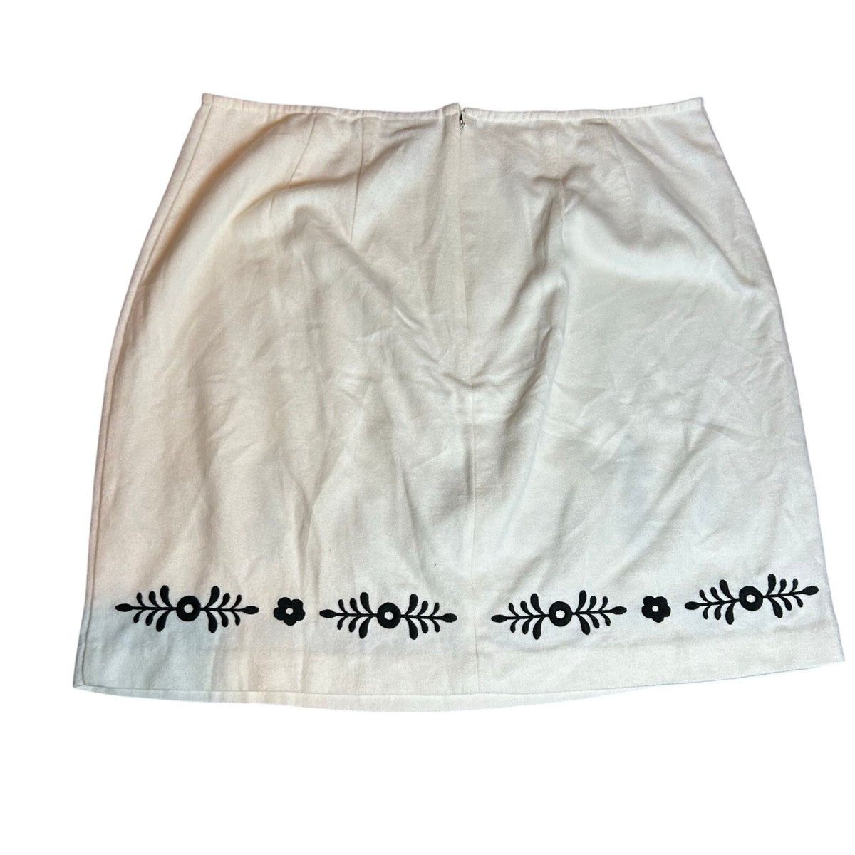 VTG 90s Venezia White Black Embroidered Mini Skirt Plus 16 XL Grunge Retro Y2K