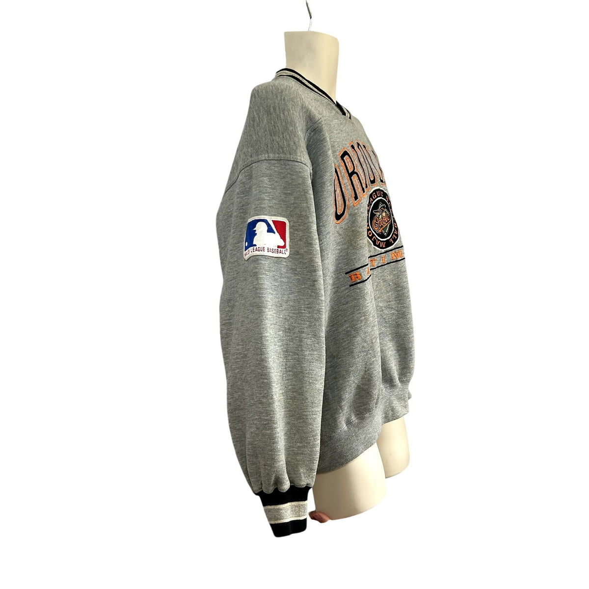 VTG 90s Lee Sport L Baltimore Orioles MLB V-Neck Pullover Sweater Baseball