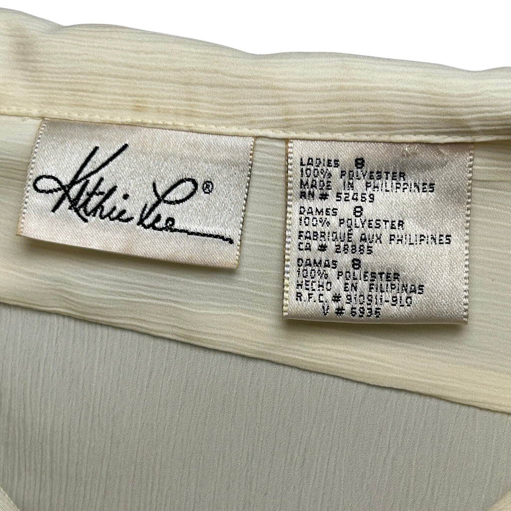 VTG 80s Kathie Lee White Button Up L Blouse Secretary Retro Preppy Minimalist