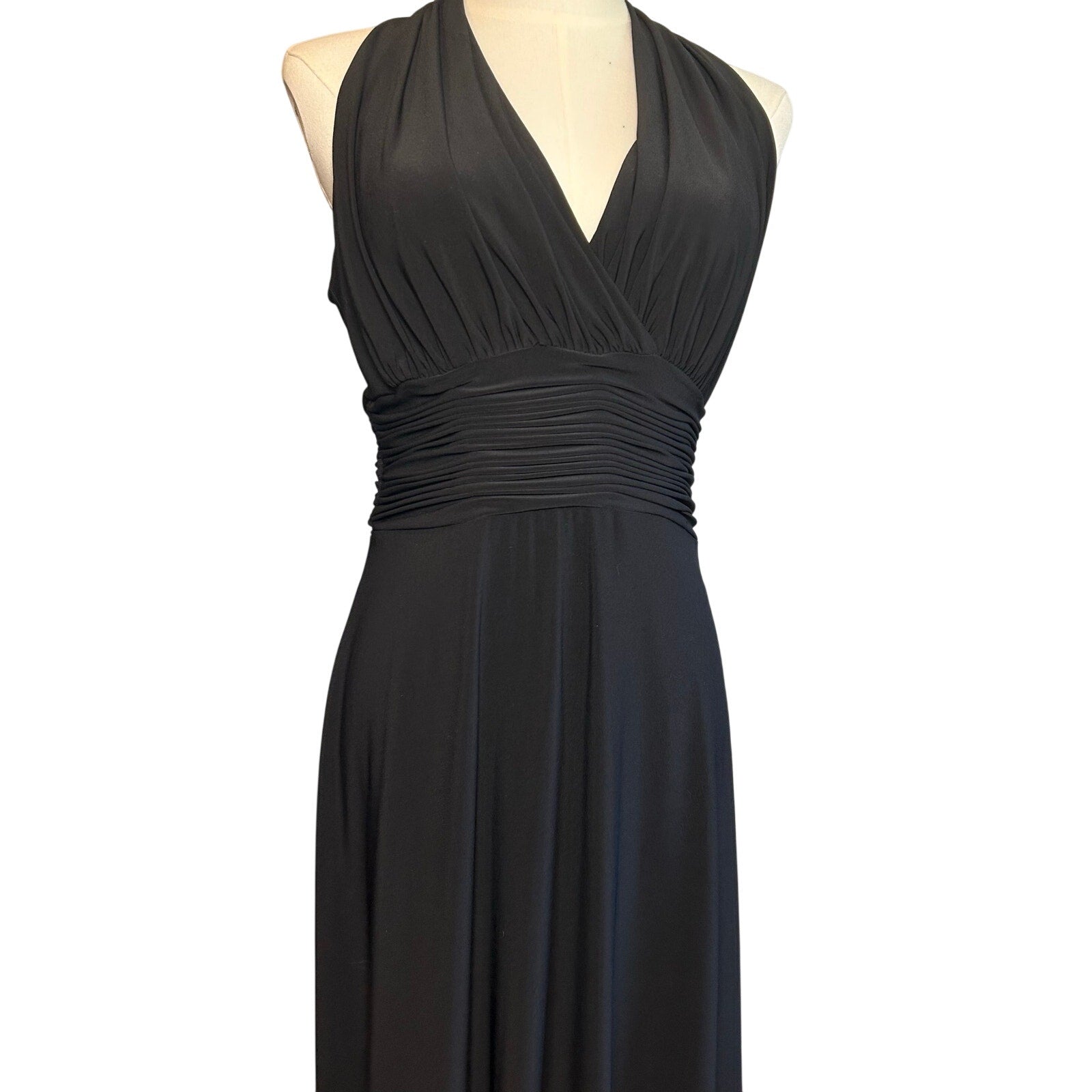 Evan Picone 6 Black Sleeveless Midi Dress Minimalist Formal Cocktail Gown Glam