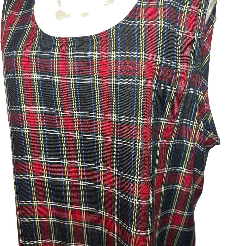 Willow Ridge Red Green Plaid Sleeveless Tartan Dress PXL Grunge Dark Academia