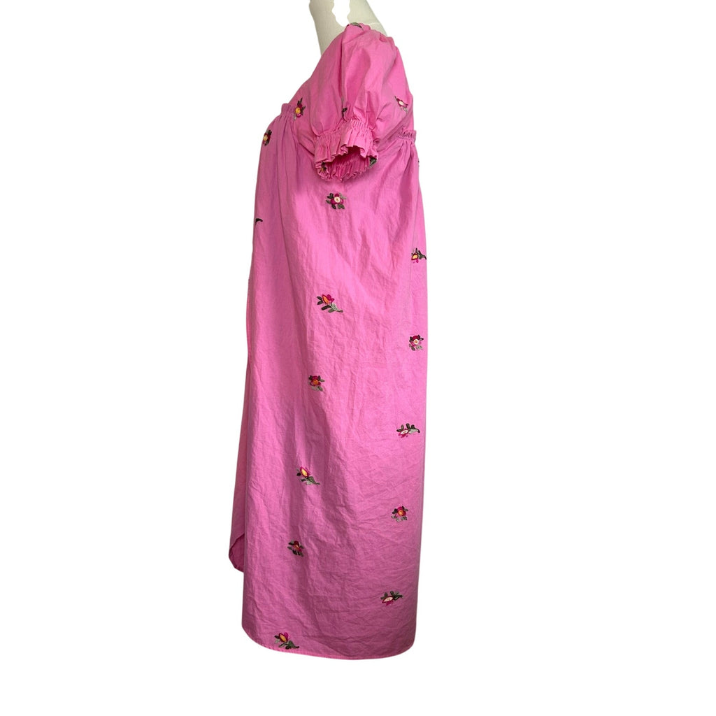 Pink Floral Puff Sleeve Square Neck Regency Bridgerton Dress S Cottage Coquette