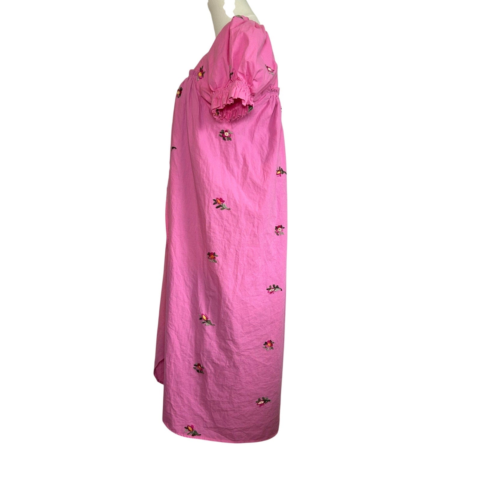 Pink Floral Puff Sleeve Square Neck Regency Bridgerton Dress S Cottage Coquette