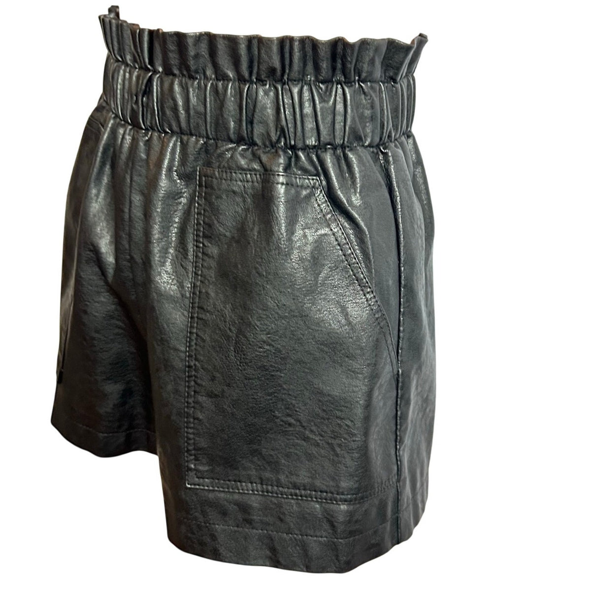 Black Vegan Leather Lined Pocketed Shorts XS Biker Goth Grunge Chic Streetwear