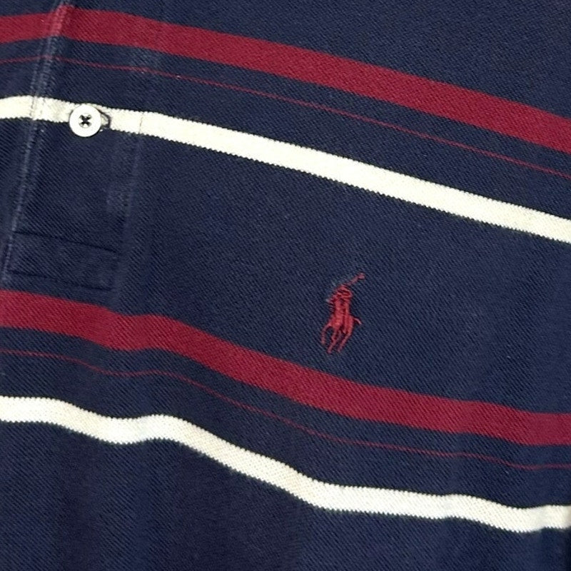 Polo Golf Ralph Lauren XL Navy Burgundy Striped Polo Shirt Embroidered Pony
