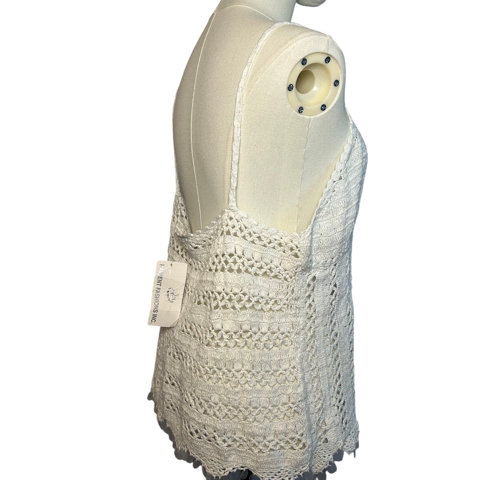 NWT VTG 90s Raiment Fashions Cotton Crochet Scalloped Tank Whimsygoth Boho NOS