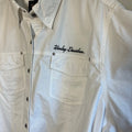 VTG 90s Harley Davidson 3XL White Button Down Shirt Short Sleeve Biker Grommet