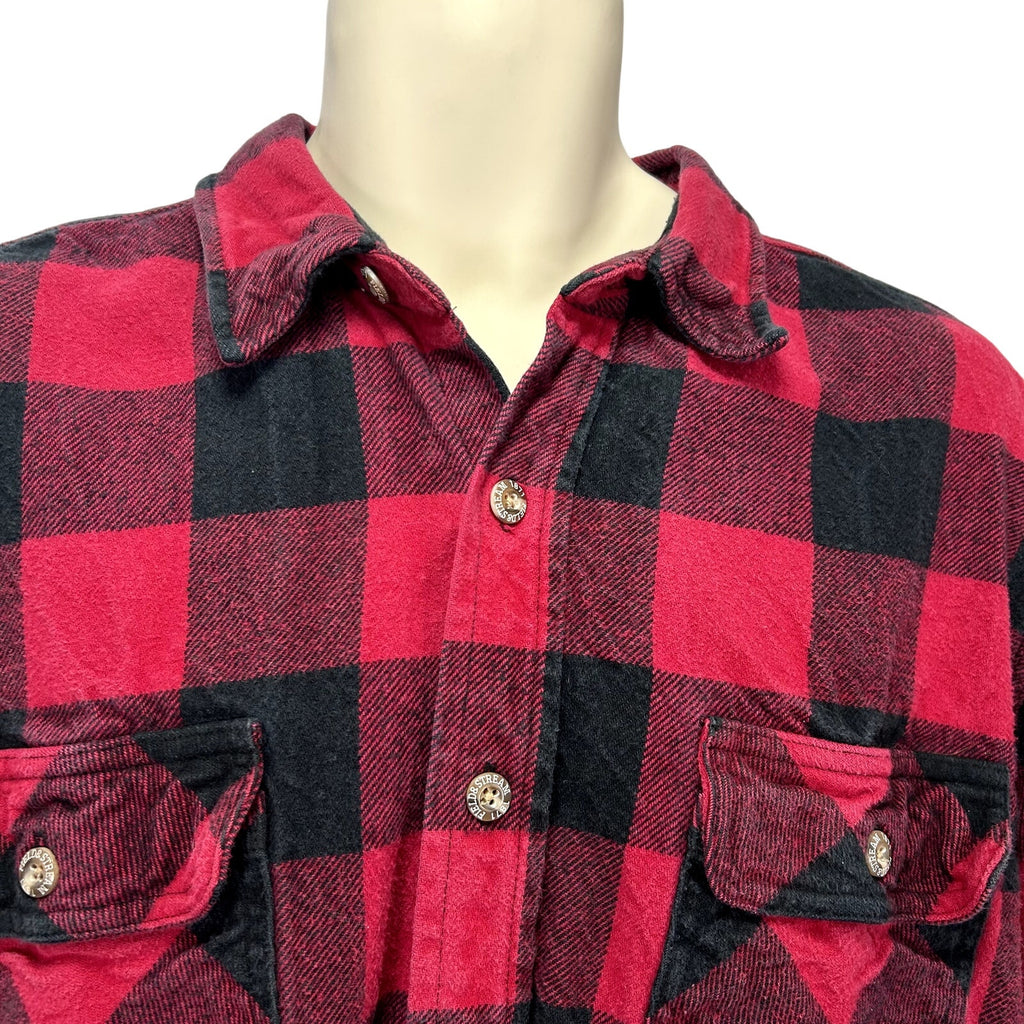 Field & Stream XL Red Buffalo Plaid Heavy Cotton Flannel Grunge Gorpcore Shirt
