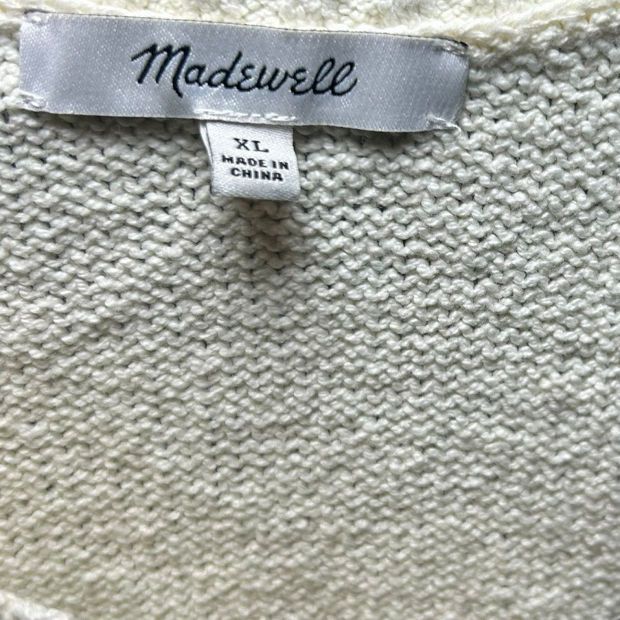 Madewell 2024 Texture-Stitch V-Neck Sweater Vest XL Ivory