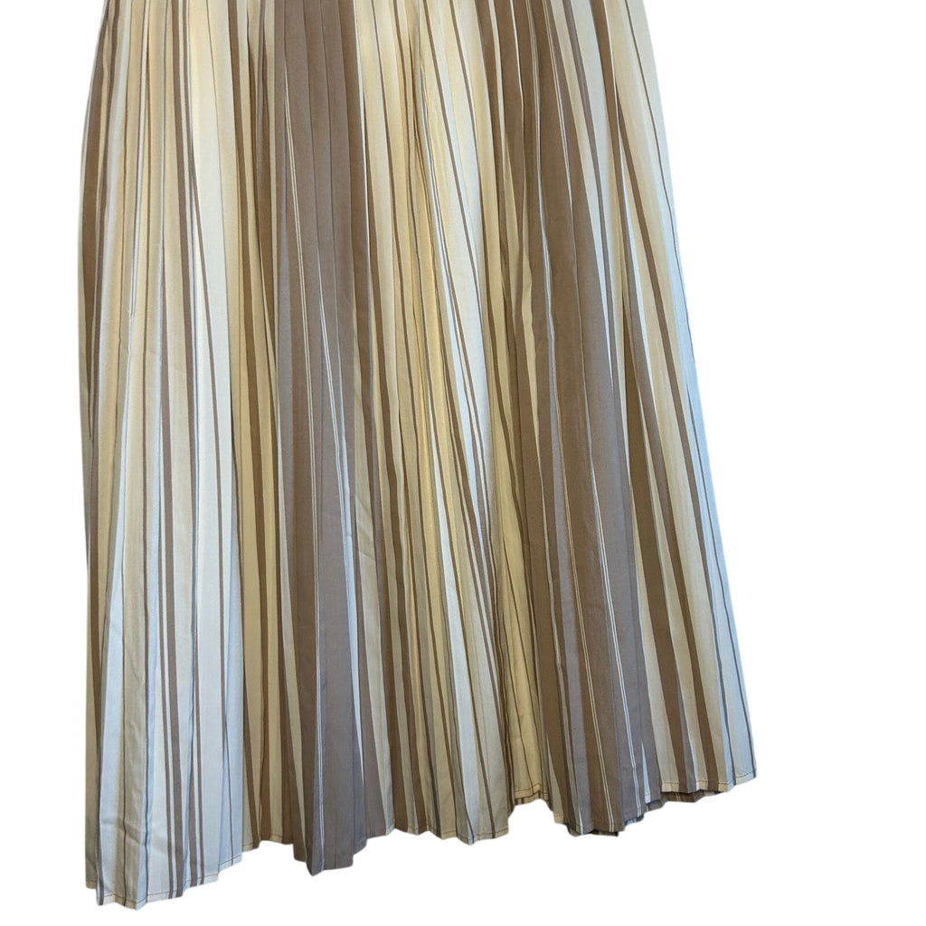 VTG 80s Anthony Rogers Tan Cream Pleated 22W 2X Plus Size Midi Skirt Retro