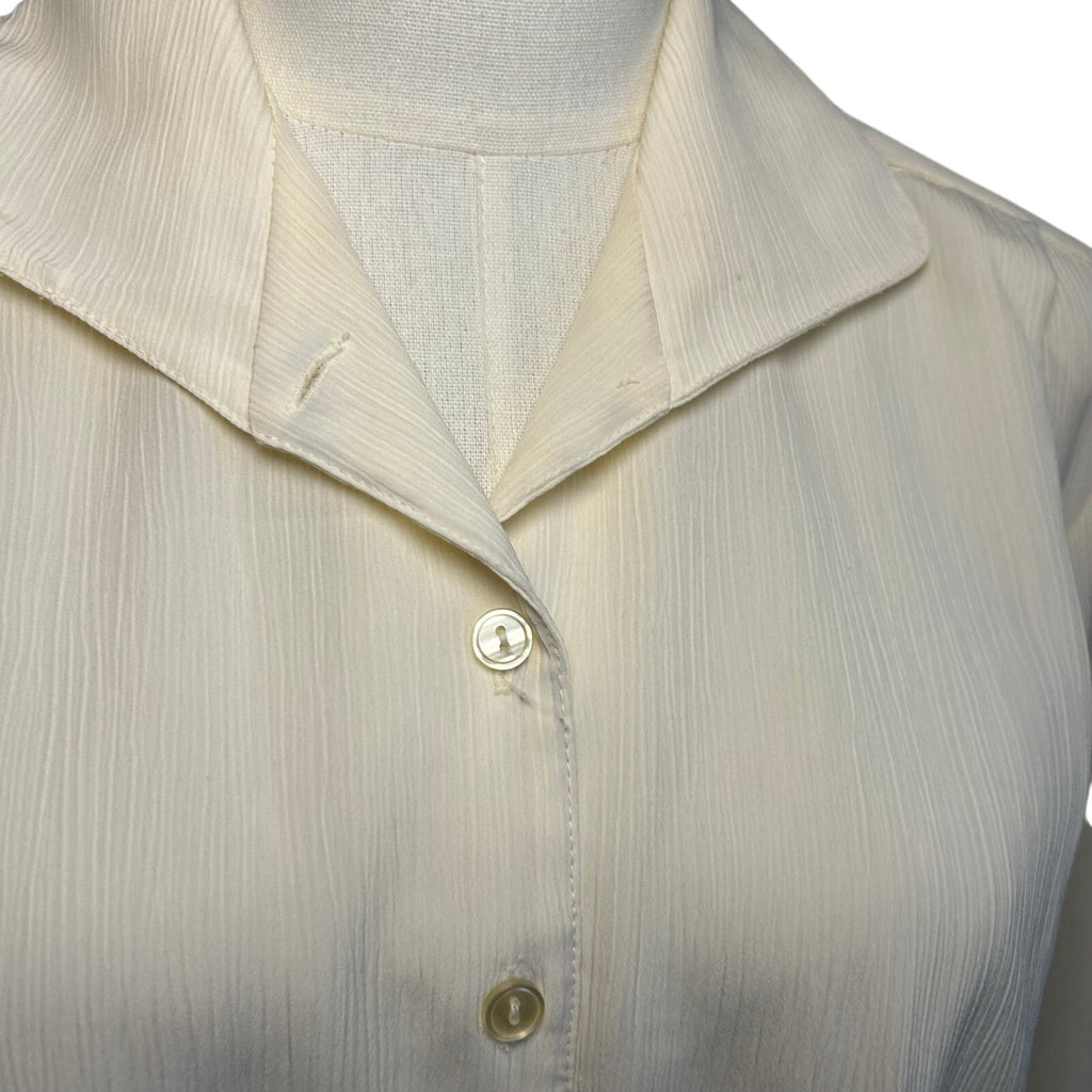 VTG 80s Kathie Lee White Button Up L Blouse Secretary Retro Preppy Minimalist