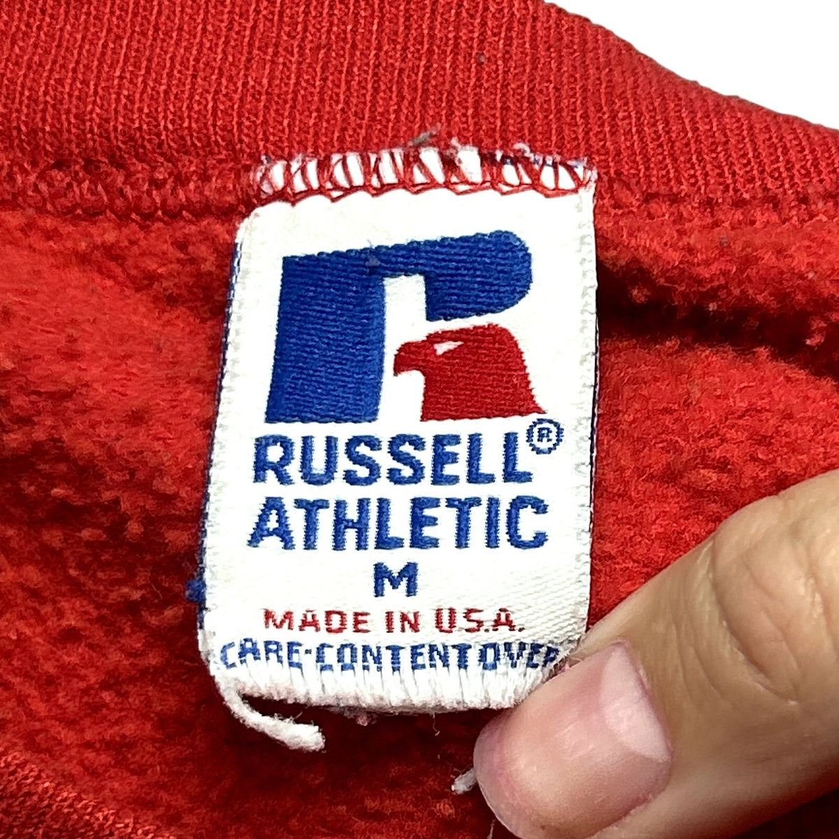 VTG 90s Russell Athletic M Red Fleece Crewneck Sweatshirt USA Gorpcore Utility