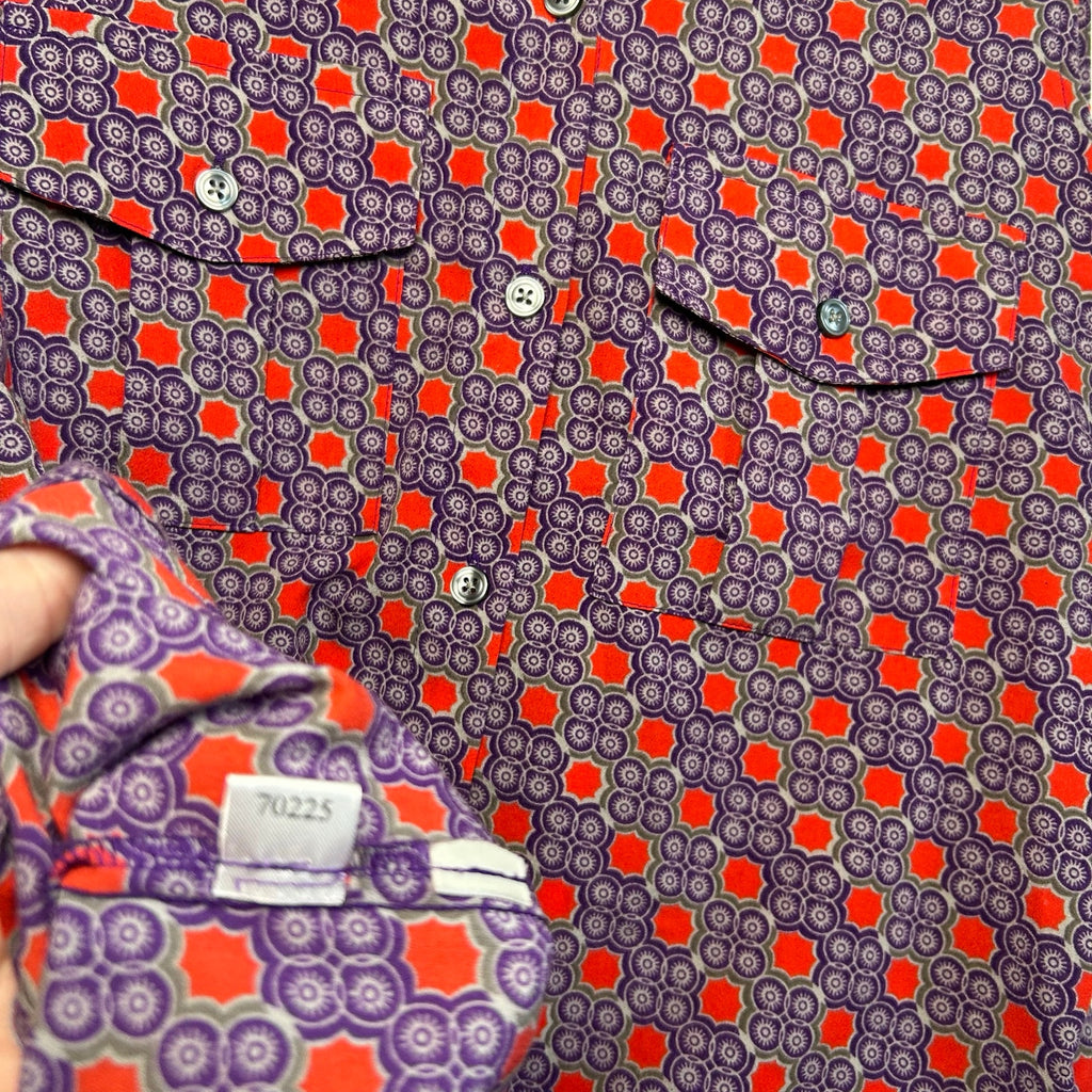 Ann Taylor Purple Red Geometric S Sleeveless Button Down Top Casual Preppy Retro