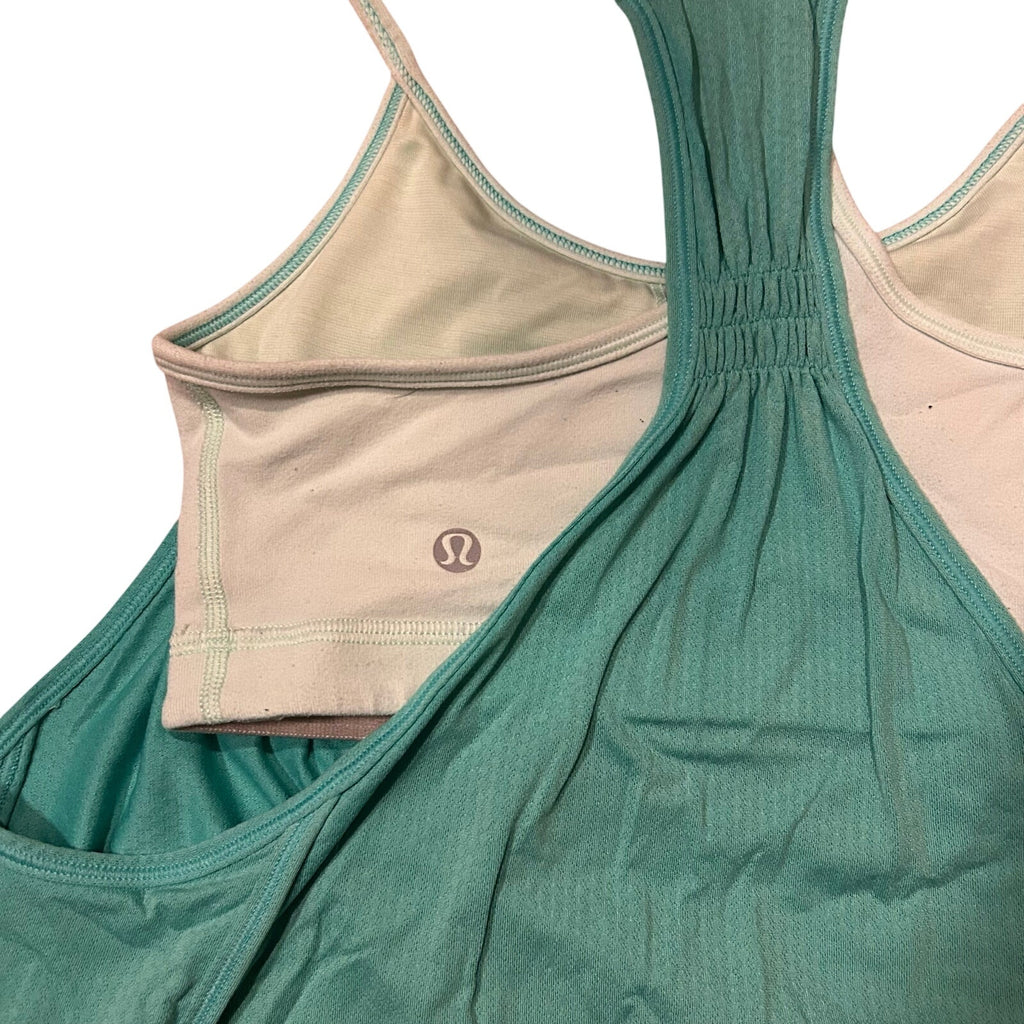Lululemon No Limit Tank Teal Mint Green Size 4 Built In Bra 2-in-1 Clean Girl