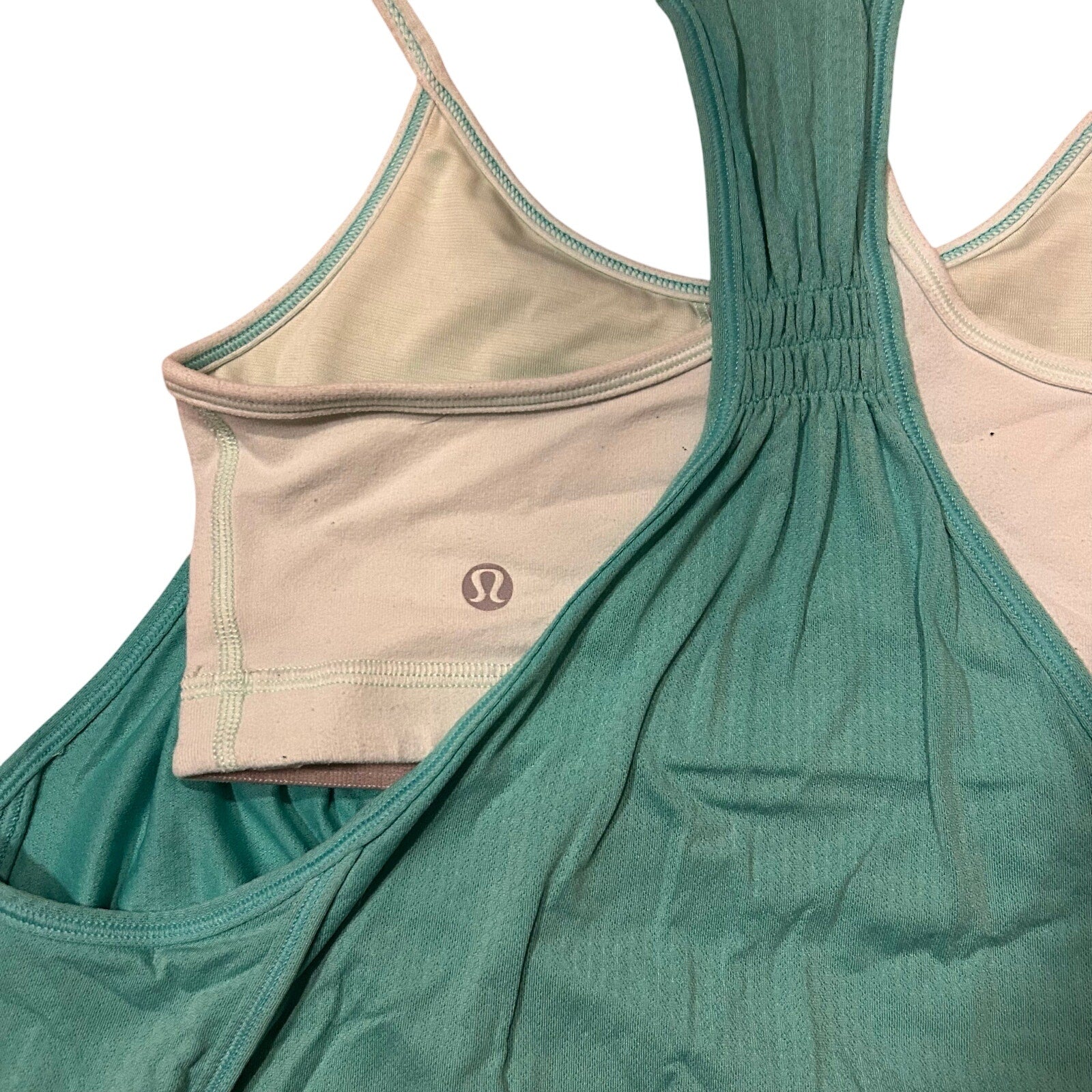 Lululemon No Limit Tank Teal Mint Green Size 4 Built In Bra 2-in-1 Clean Girl