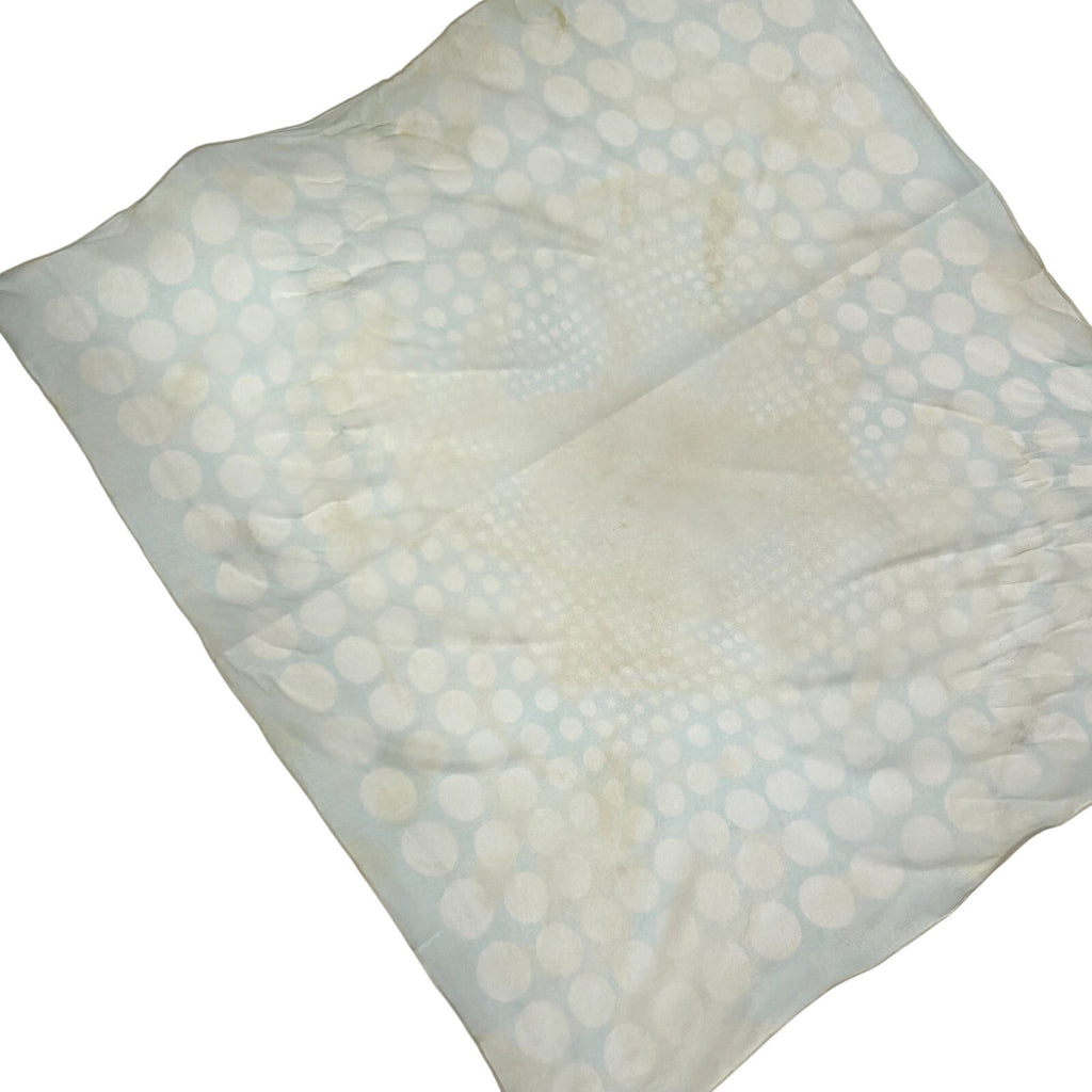 VTG 70s Cream Green Scarf Square Polka Dot Print Coquette Retro Twee Cottage
