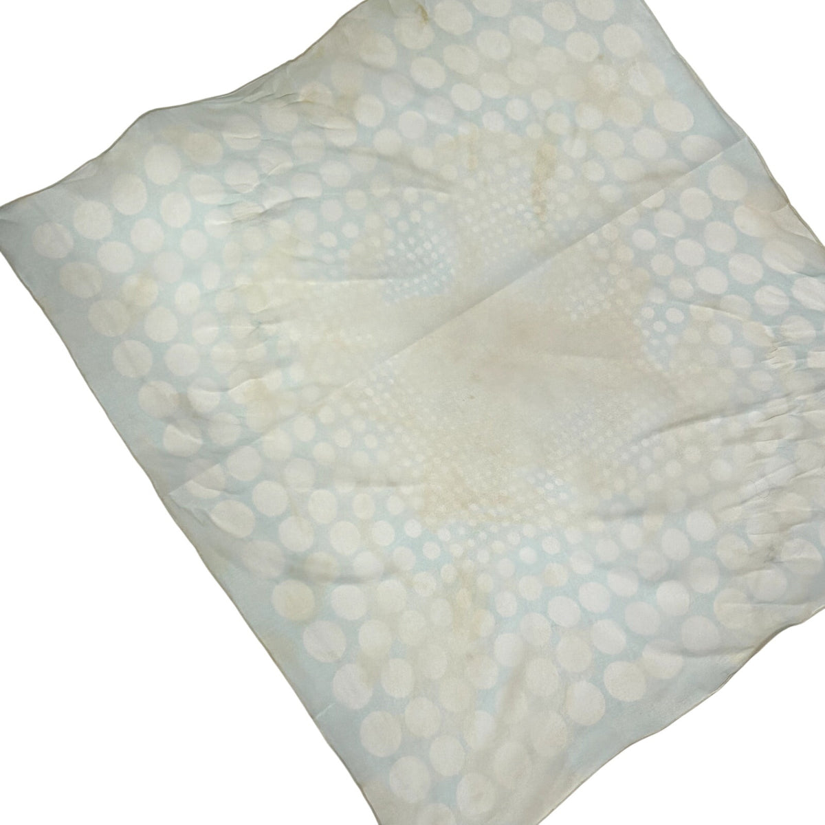 VTG 70s Cream Green Scarf Square Polka Dot Print Coquette Retro Twee Cottage
