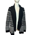 Talbots Fair Isle Wool Blend Cardigan Black White Medium Dark Academia Preppy