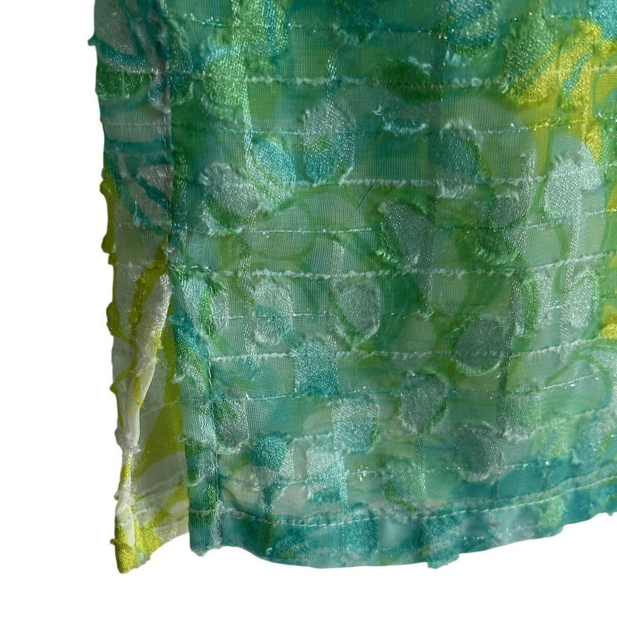 VTG Ruby Rd Teal Floral Burnout Top Whimsygoth Tropical Sheer Blouse Size 10