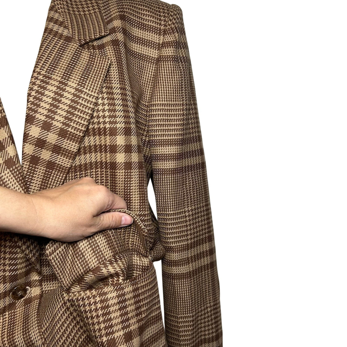 VTG 70s Liz Claiborne Wool Brown Plaid Blazer L Preppy Grunge Dark Academia