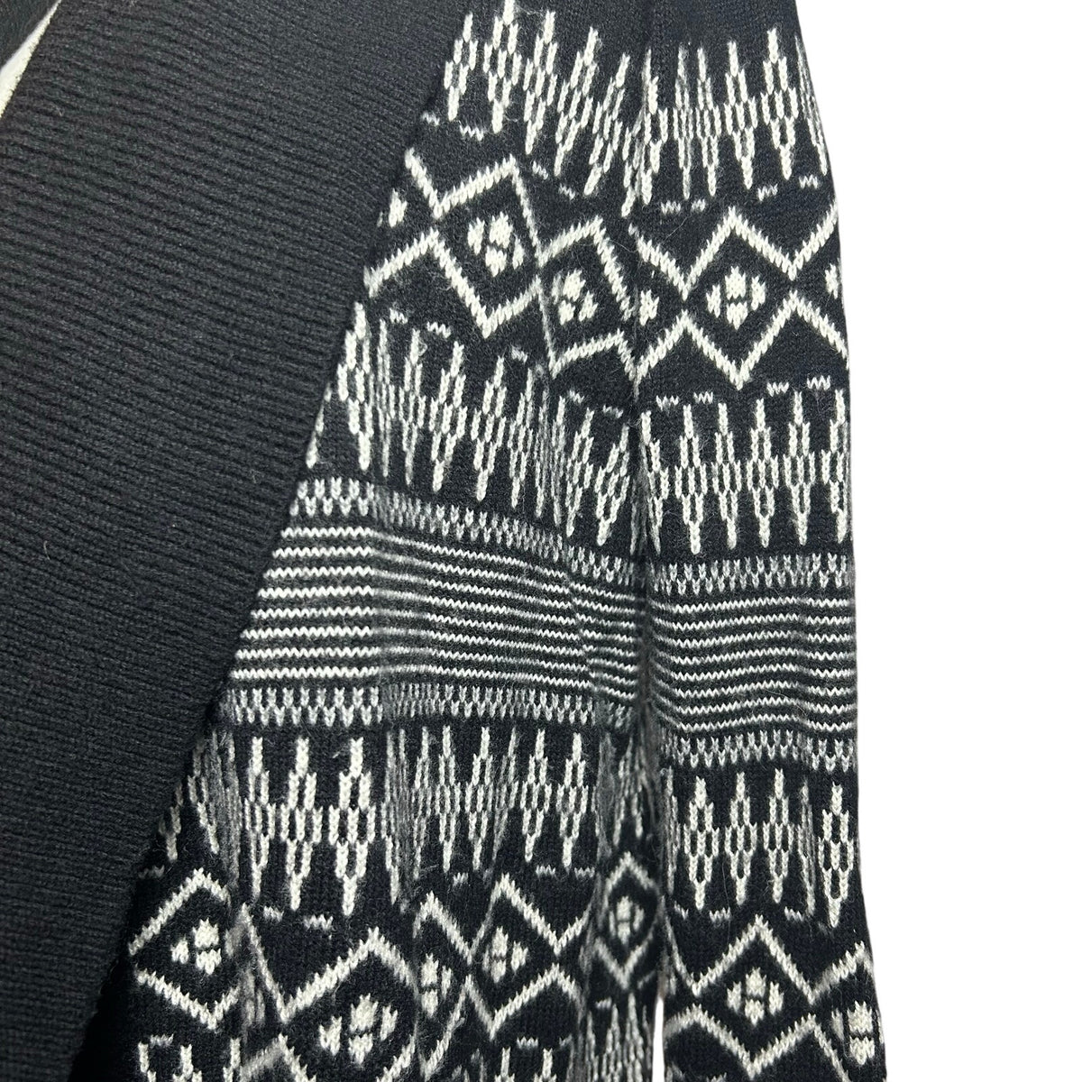 Talbots Fair Isle Wool Blend Cardigan Black White Medium Dark Academia Preppy