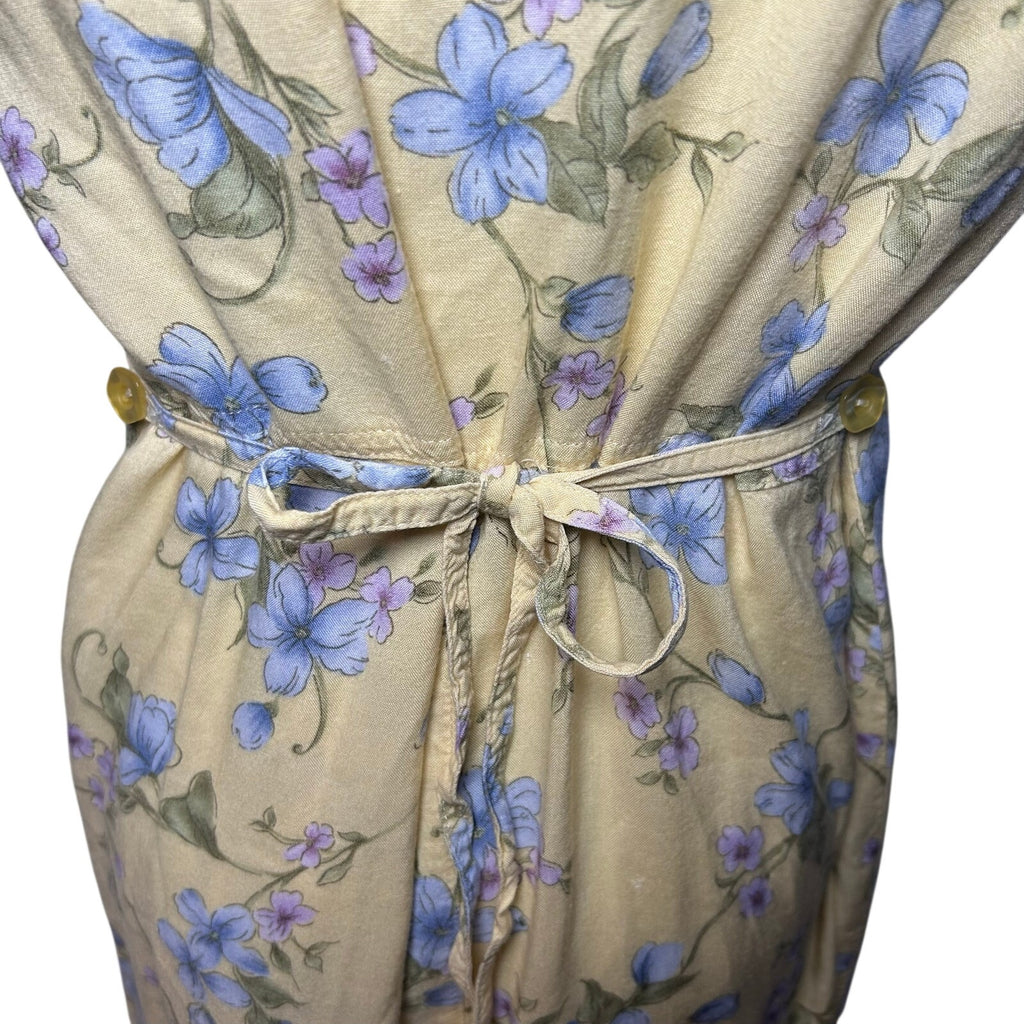VTG 90s Erika Collection Yellow Floral Maxi Shirt Dress M Cottage Grandma Grunge