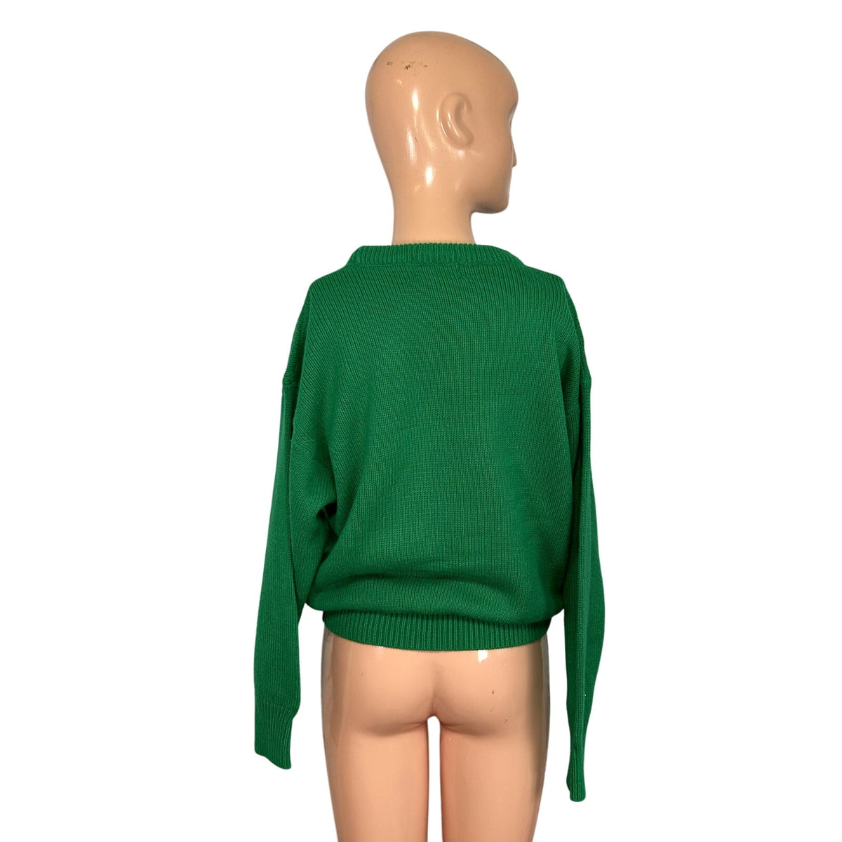 VTG 90s Alicia M Green Cable Knit Relaxed Cottage Sweater Casual Comfy Preppy