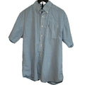 VTG Y2K Arrow Light Blue Gingham Plaid Short Sleeve Button Down Shirt Basics