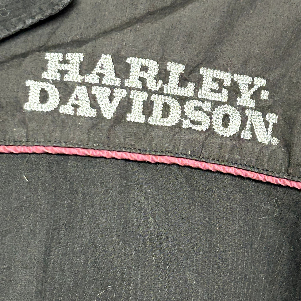 Harley-Davidson L Black Embroidered Bowling Moto Snap-Collar Mechanic Shirt