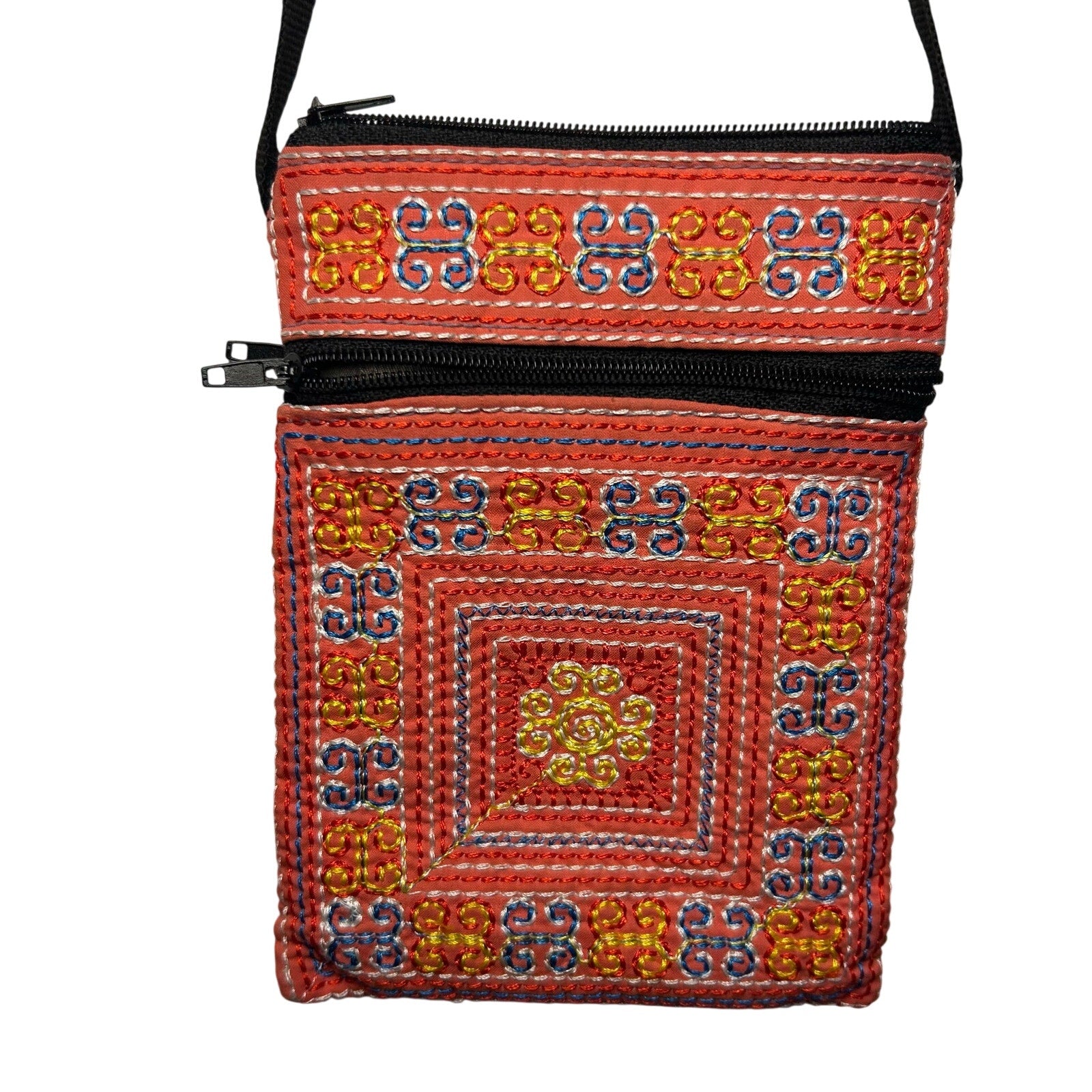 Hmong Embroidered Crossbody Pouch Bag Boho Whimsigoth Paj Ntaub Passport Purse