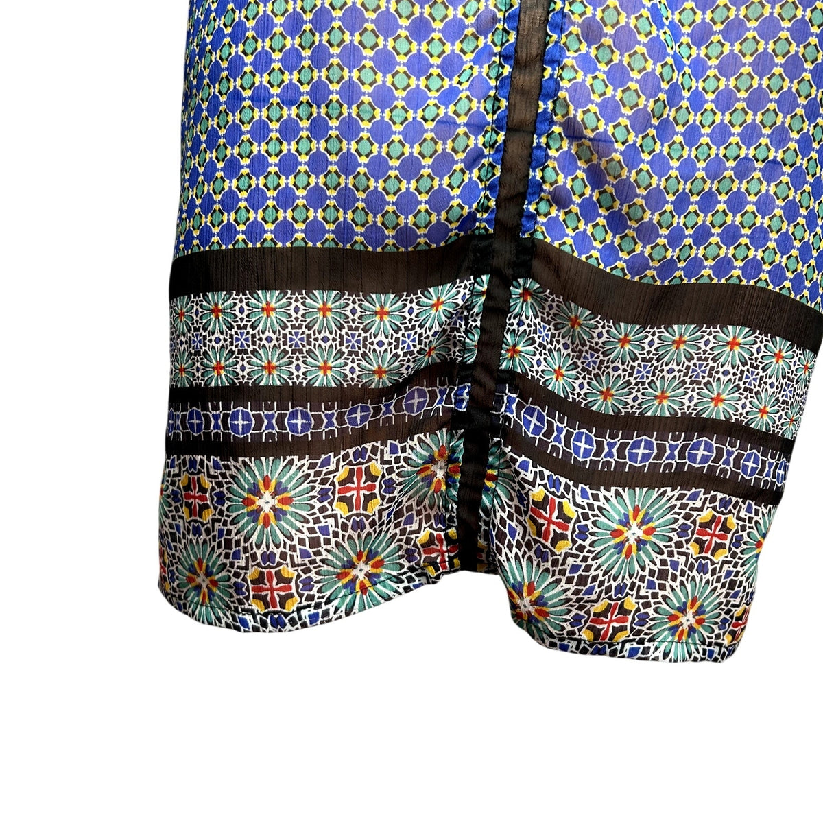 Liz Claiborne XL Blue Green Chiffon Sleeveless V-Neck Blouse Boho Top Maximalist