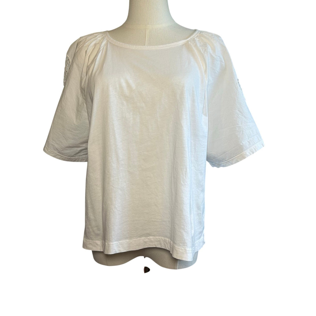 Old Navy Large White Dolman Sleeve Top Lace Detail Boho Casual Jersey Shirt Tee