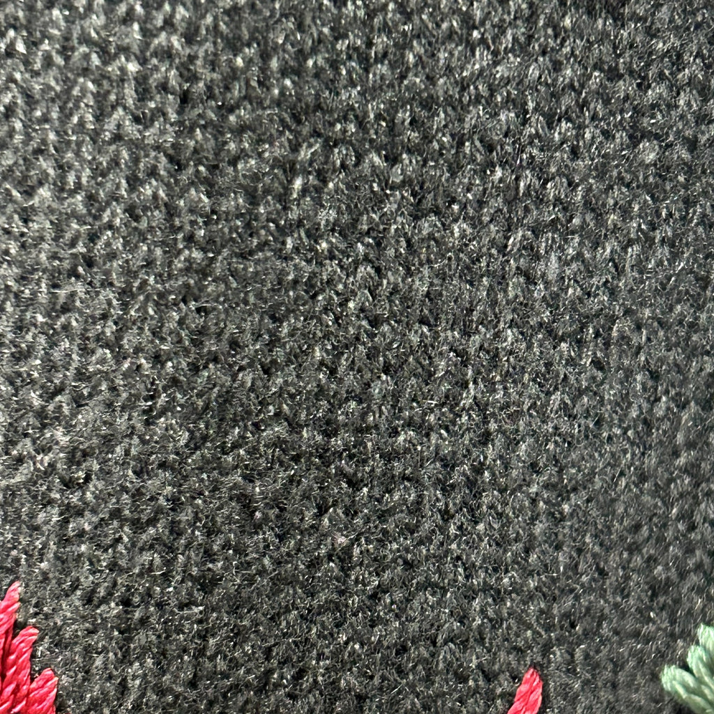VTG 90s B.P. Design M Black Poinsettia Beaded Christmas Cardigan Faux Fur Collar