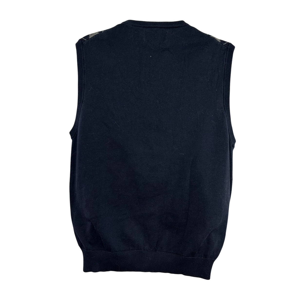 Chaps L Blue Argyle Cotton Knit V-Neck Sweater Vest Preppy Dark Academia