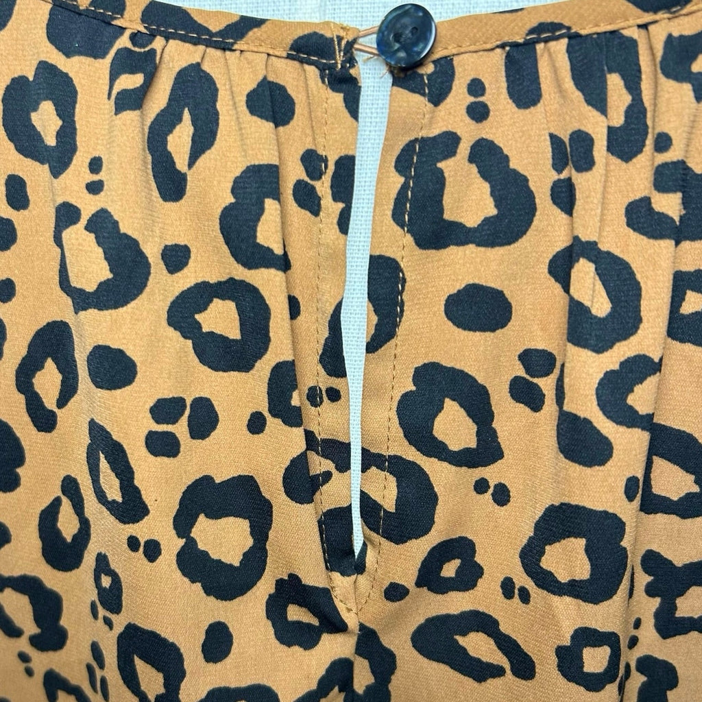 Ava & Viv Animal Print Ruffle Midi Dress Plus 2X Whimsigoth Boho Retro Cheetah