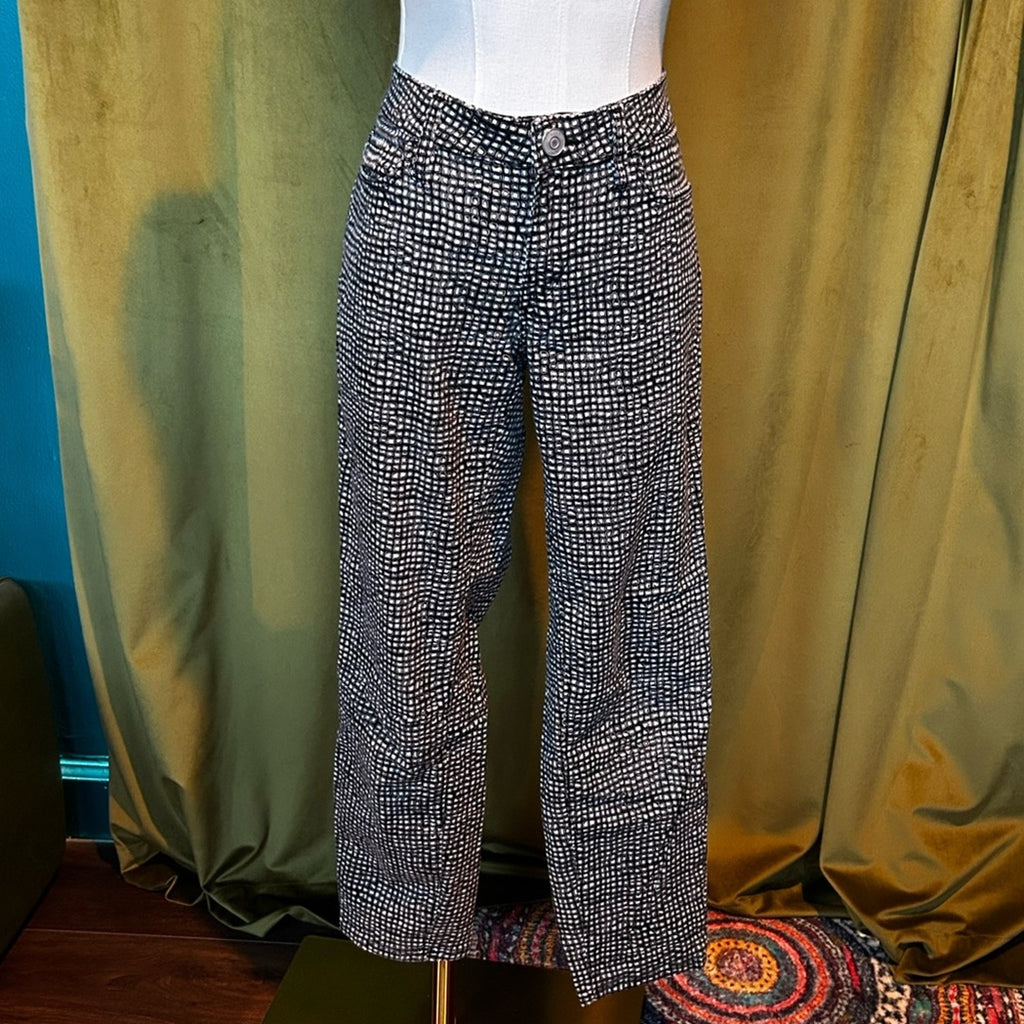 Ann Taylor Loft Black and White Geometric Print Skinny Ankle Pants Size 6