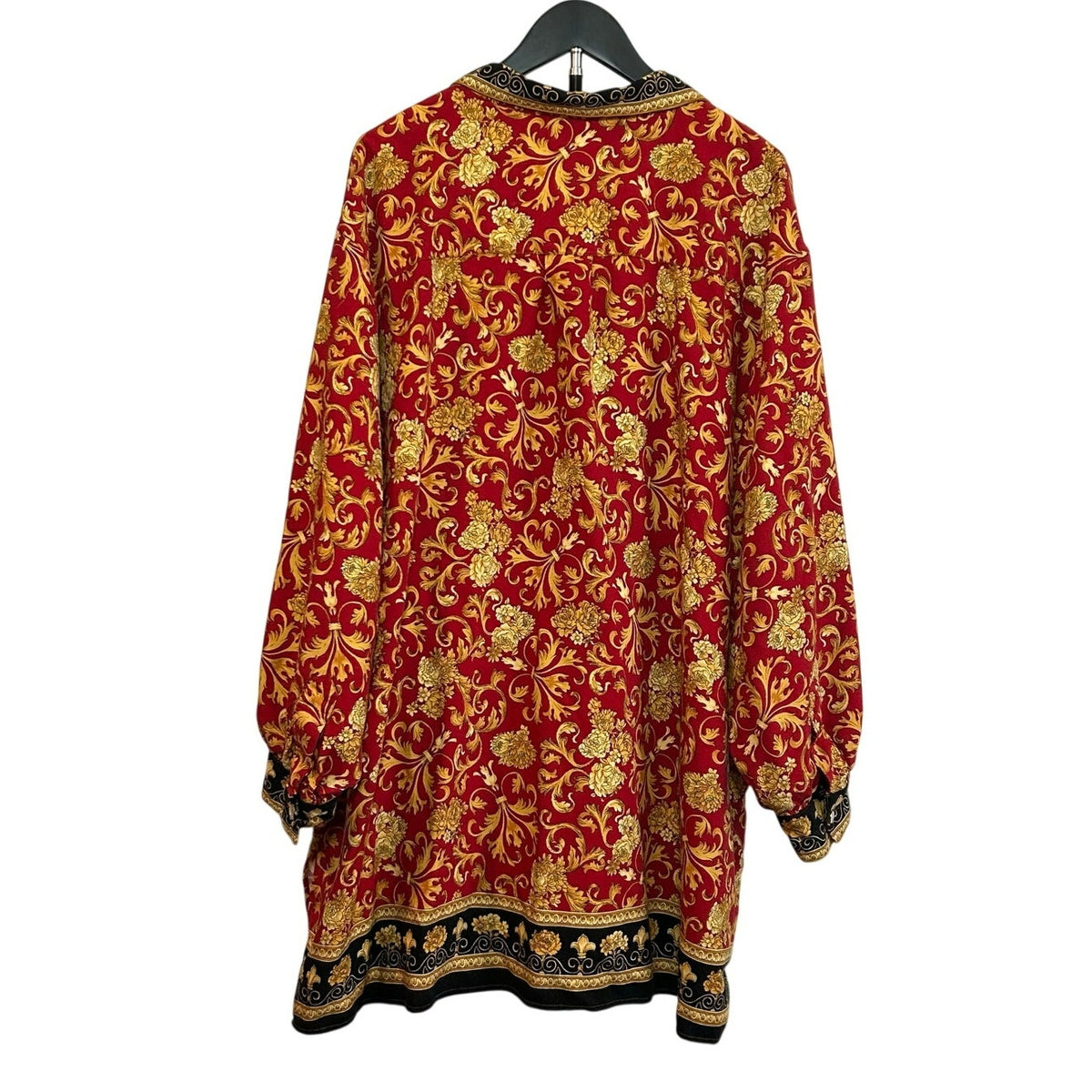 VTG Kathryn Deene Blouse Red 26/28 Boho Floral Baroque Top Plus Size Bold