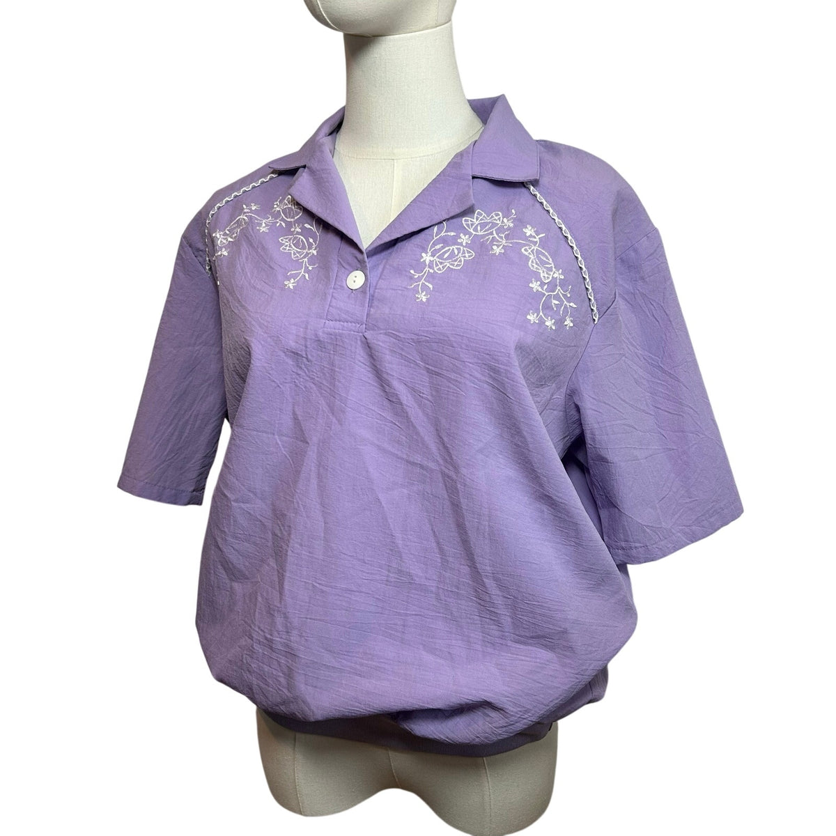 VTG 90s BonWorth Embroidered Floral Pullover Windbreaker Purple Small Gorpcore