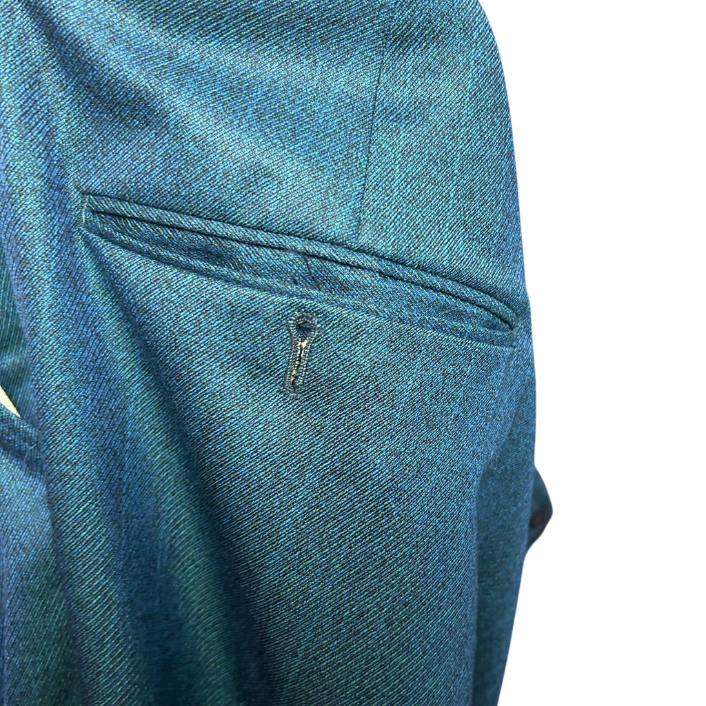 VTG 60s Ne Plus Ultra Iridescent Teal Sharkskin Mod Trousers Side Tab 38x29