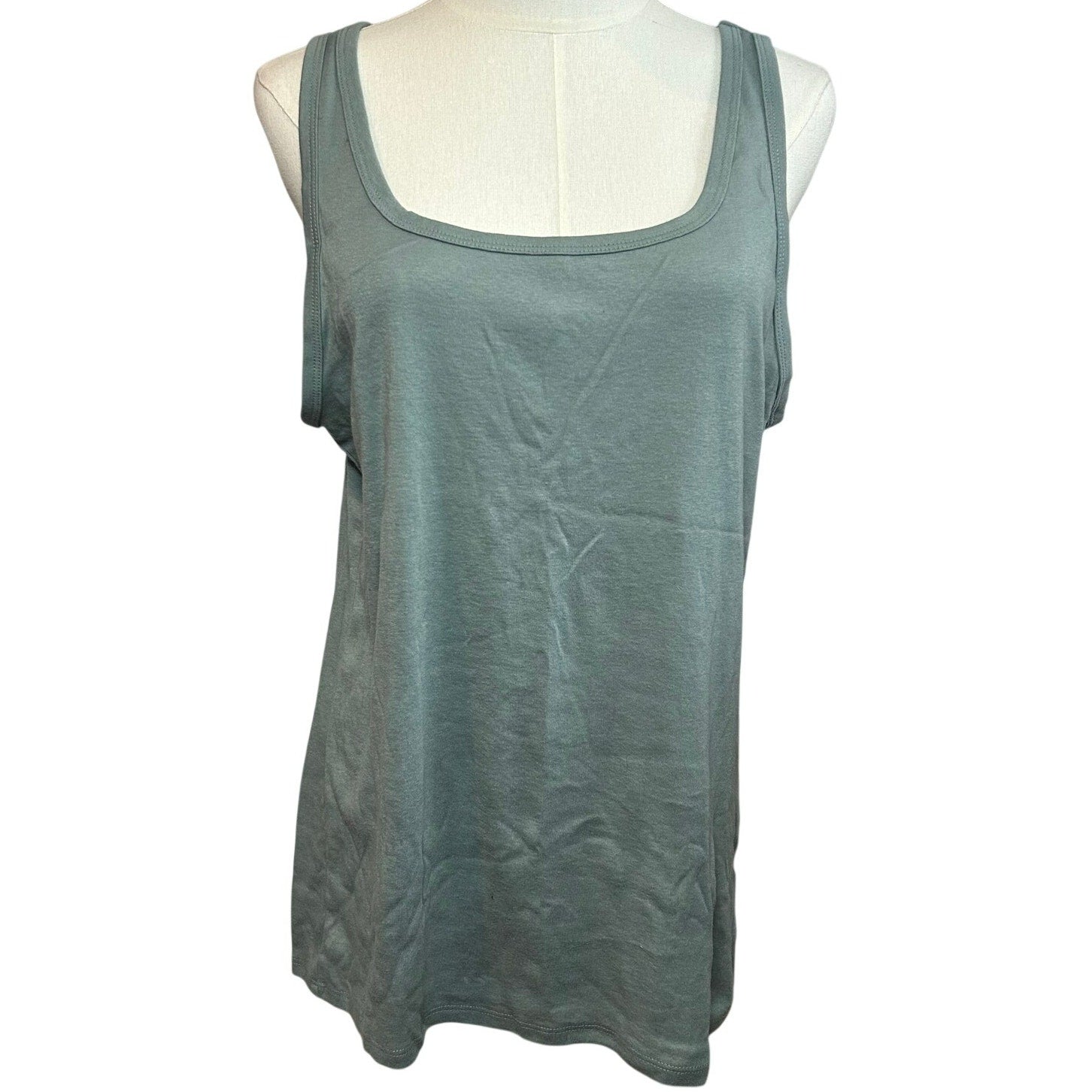 A New Day Gray Scoop Neck Tank Top Ribbed Knit Minimalist Basics XL Loungewear