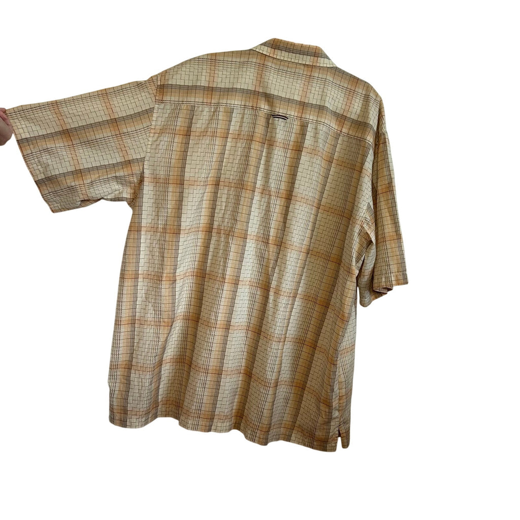4XLT Attitude Brown Plaid Short Sleeve Casual Button Down Camp Shirt Big Tall
