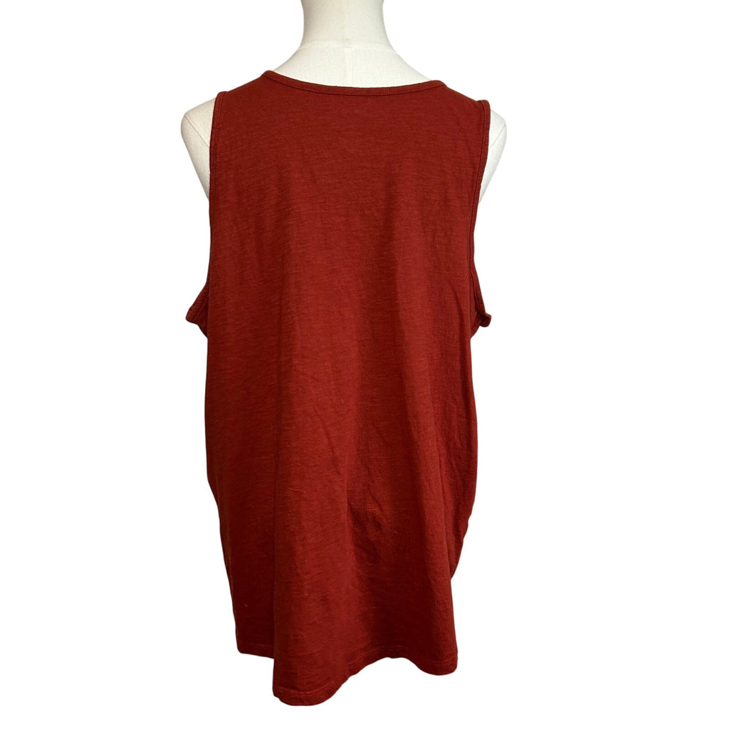 Sonoma Rust Red Cotton Slub Knit Pocket Tank XL Loungewear Casual Minimalist