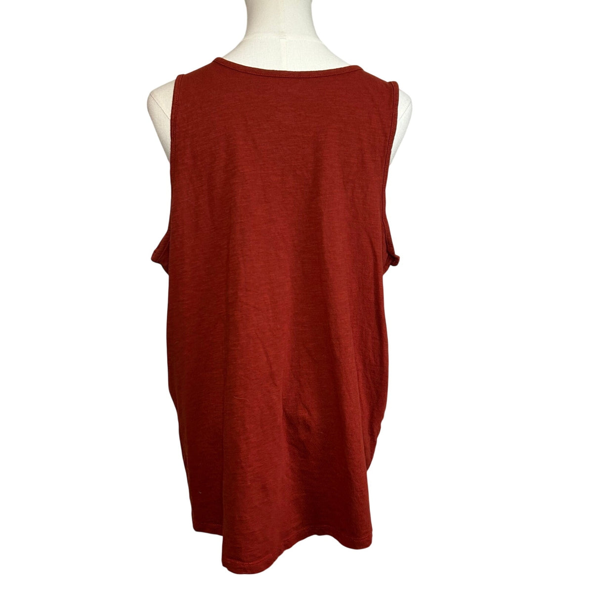 Sonoma Rust Red Cotton Slub Knit Pocket Tank XL Loungewear Casual Minimalist