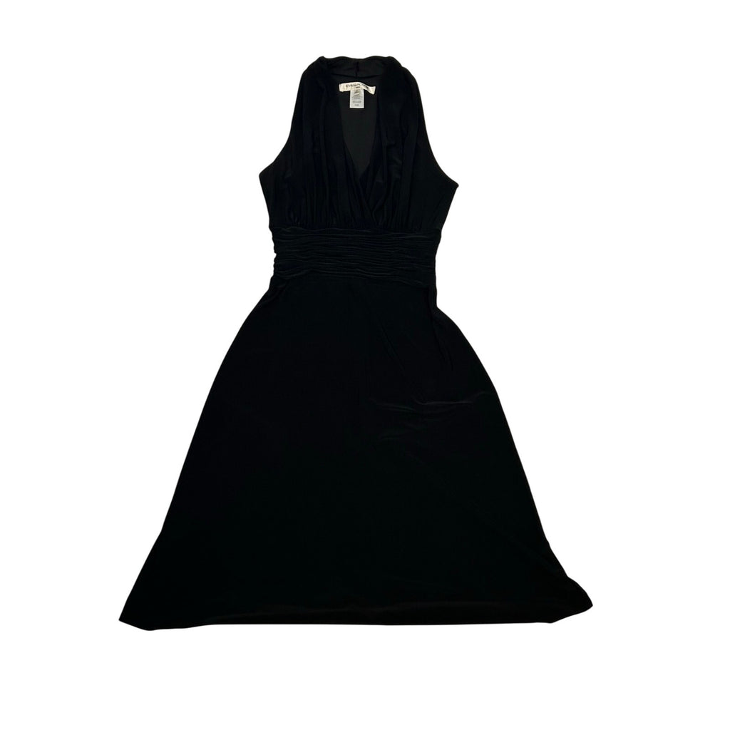 Evan Picone 6 Black Sleeveless Midi Dress Minimalist Formal Cocktail Gown Glam
