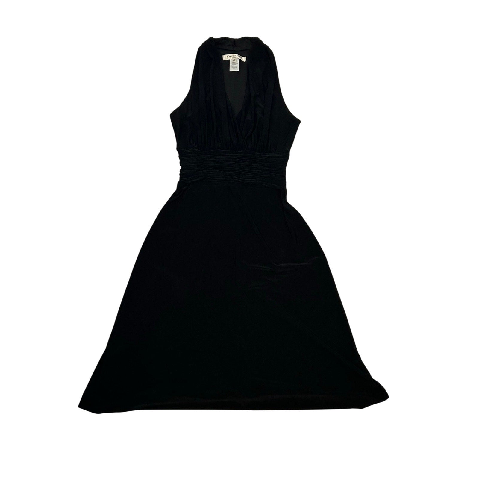 Evan Picone 6 Black Sleeveless Midi Dress Minimalist Formal Cocktail Gown Glam
