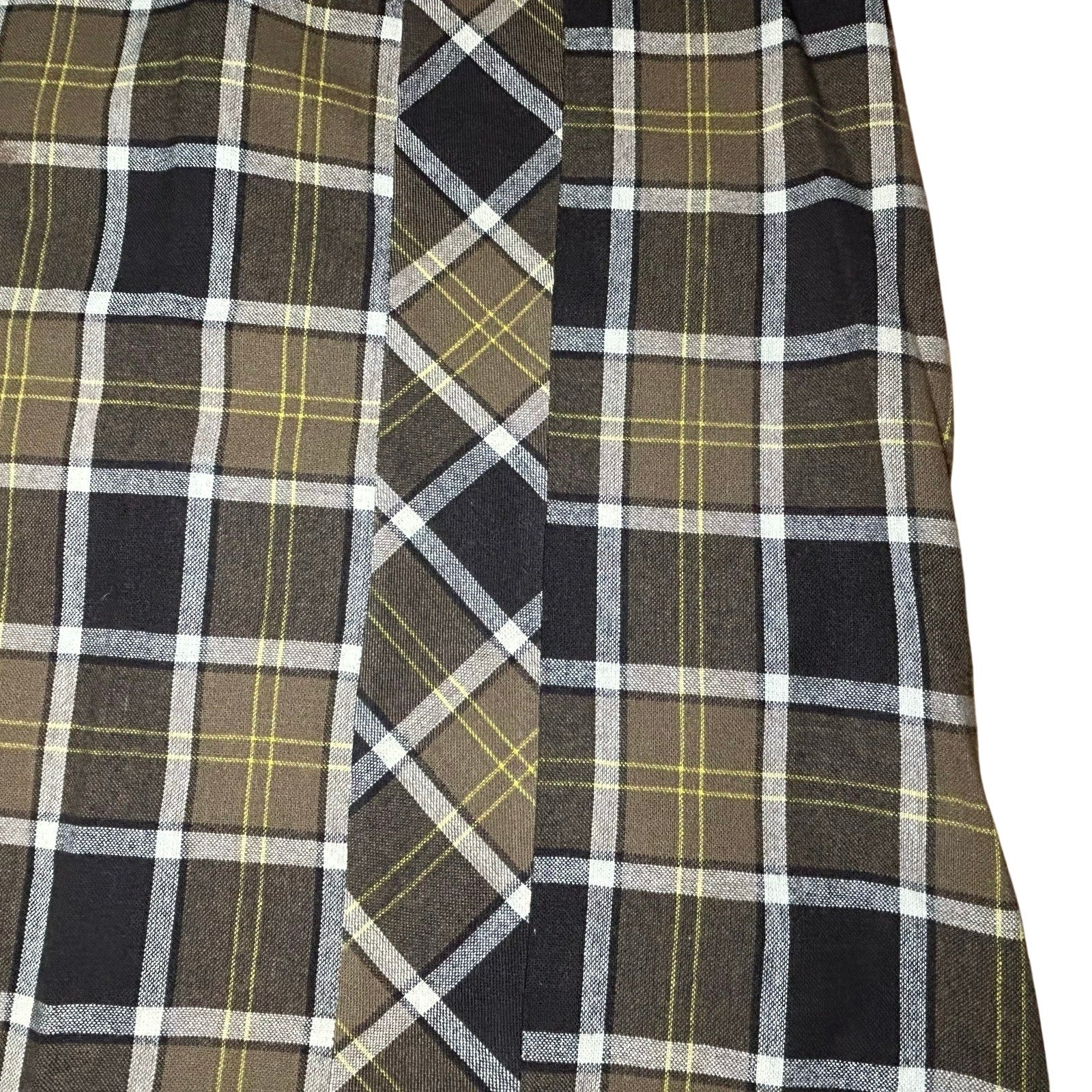 VTG 50s Graff Brown Plaid Wiggle XS Skirt Retro Preppy Dark Academia Twee Casual